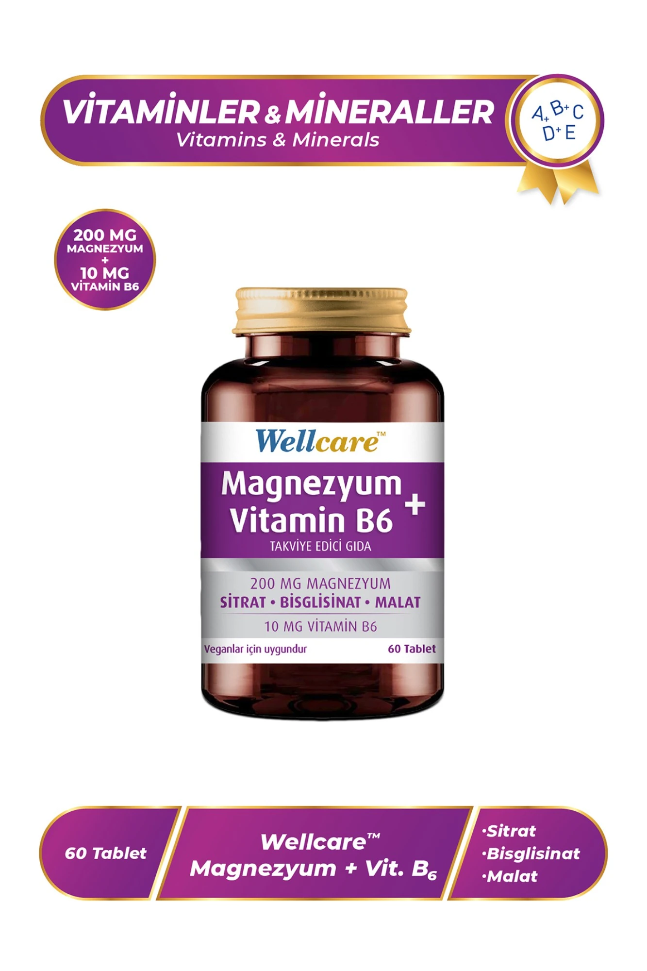 Wellcare Magnezyum + Vitamin B6 60 Tablet