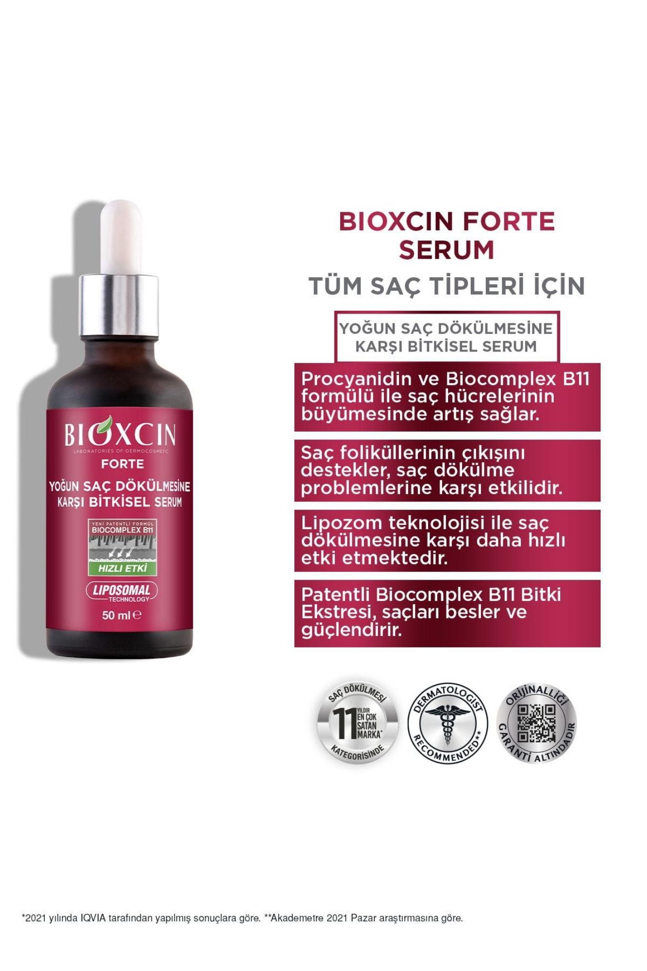 Bioxcin Forte Yoğun Saç Dökülmesine Karşı Bitkisel Saç Serumu 3 X 50 ml Lipozom Teknolojisi