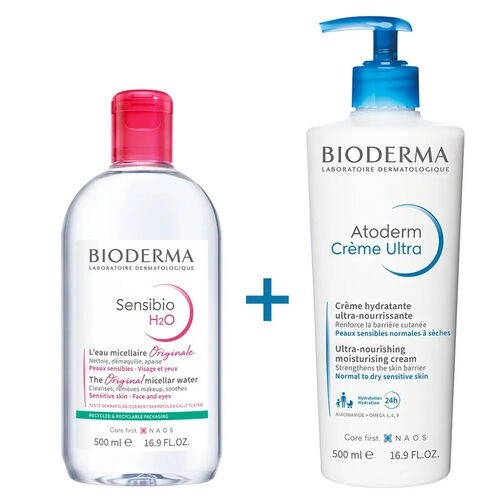 Bioderma Atoderm Creme Ultra 500 ml + Bioderma Sensibio H2O 500 ml