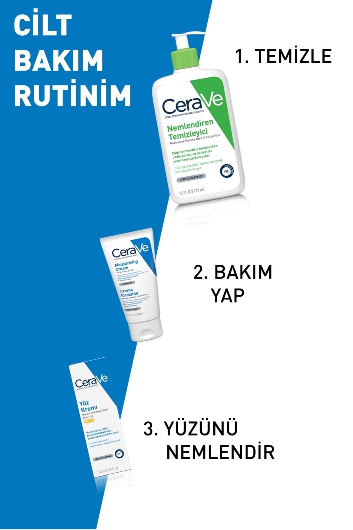 CeraVe Nemlendirici Krem Kuru Ciltler Seramid ve Hyalüronik Asit İçerikli Yüz Vücut 177ml