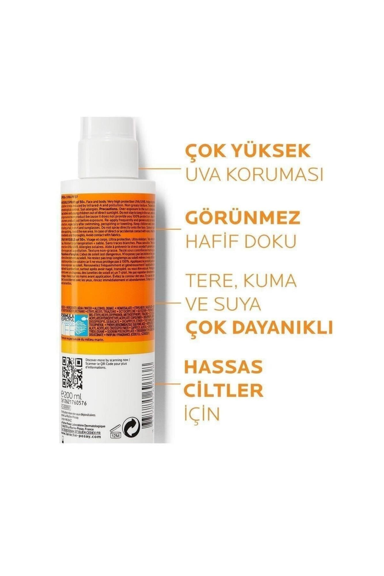 La Roche Posay Anthelios SPF50+ Invisible Yüksek Korumalı Vücut Güneş Kremi Spray 200ml