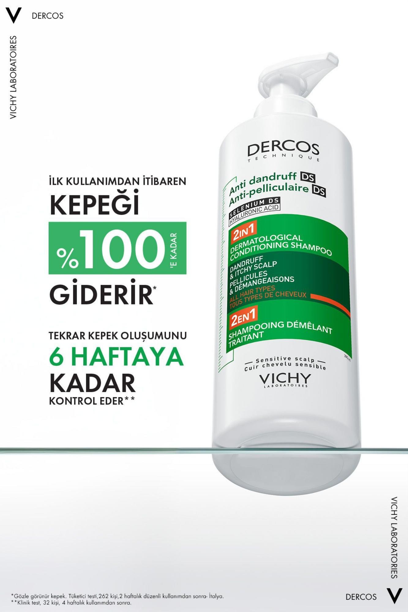 Vichy Dercos 2’si 1 Arada Kepek Karşıtı & Nemlendirici Şampuan 390ml