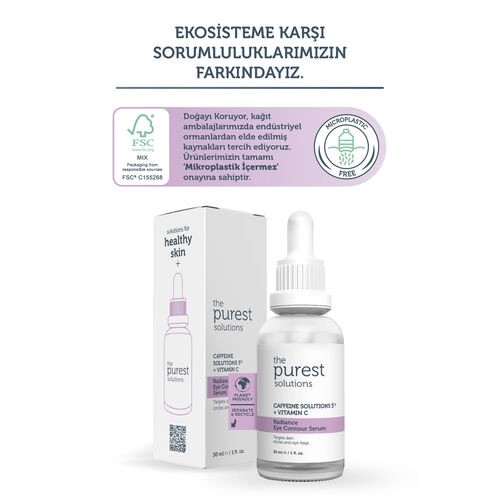 The Purest Solutions Torbalanma Ve Morluk Karşıtı, Aydınlatıcı Kafein Göz Altı Serumu 30 ml