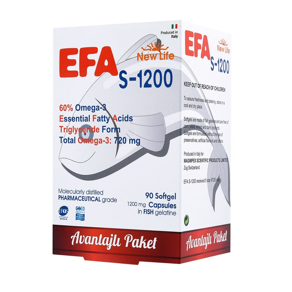 New Life Efa S-1200 Omega 3 Balık Yağı 90 Kapsül