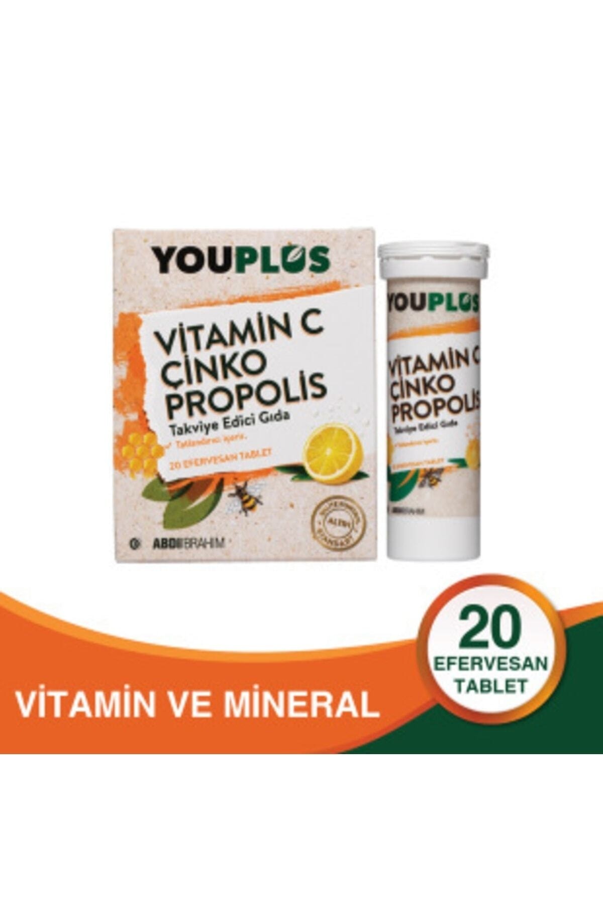 Youplus Vitamin C, Çinko & Propolis 20 Efervesan Tablet