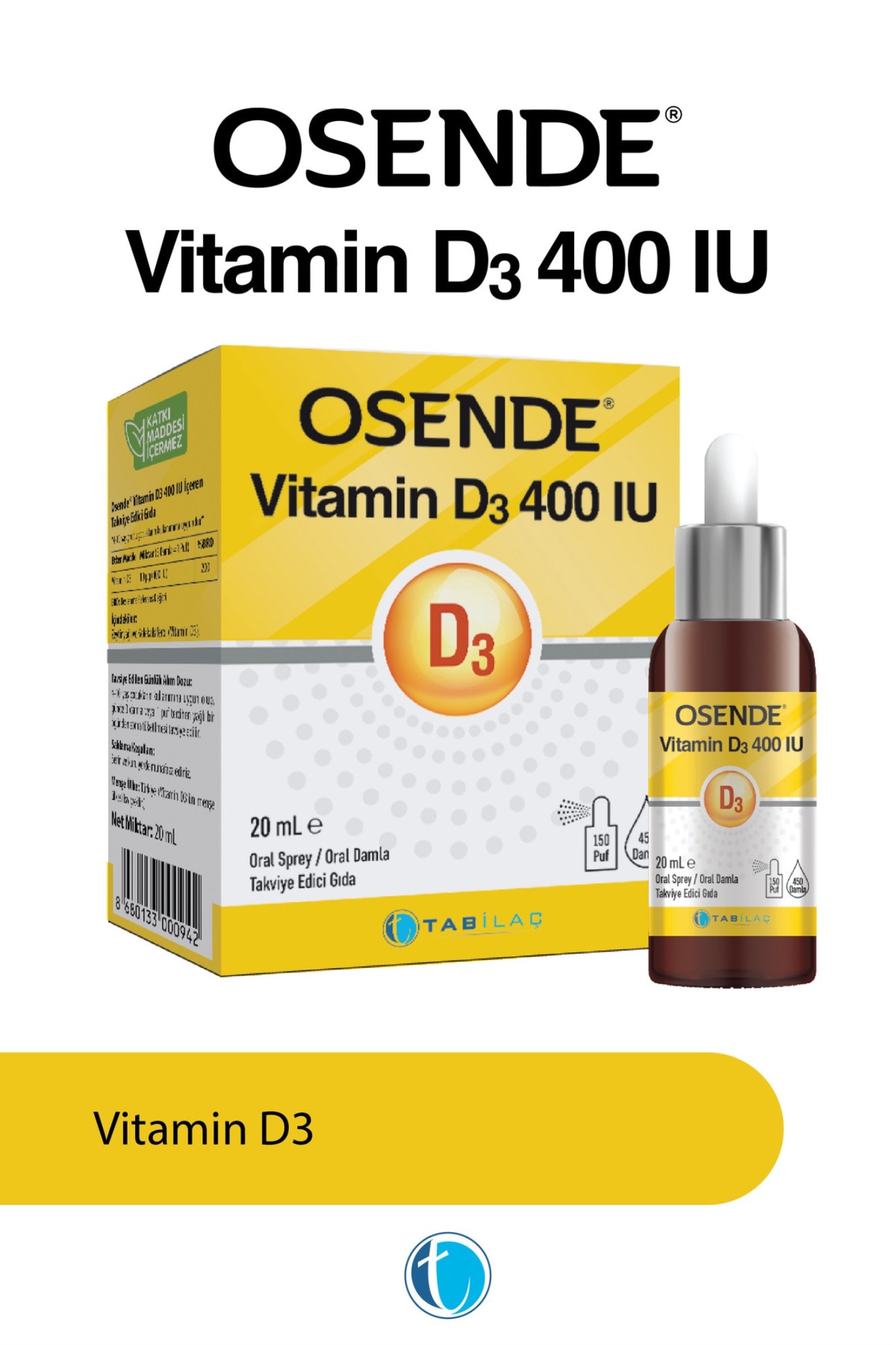 Osende Vitamin D3 400 IU Sprey 20 ml
