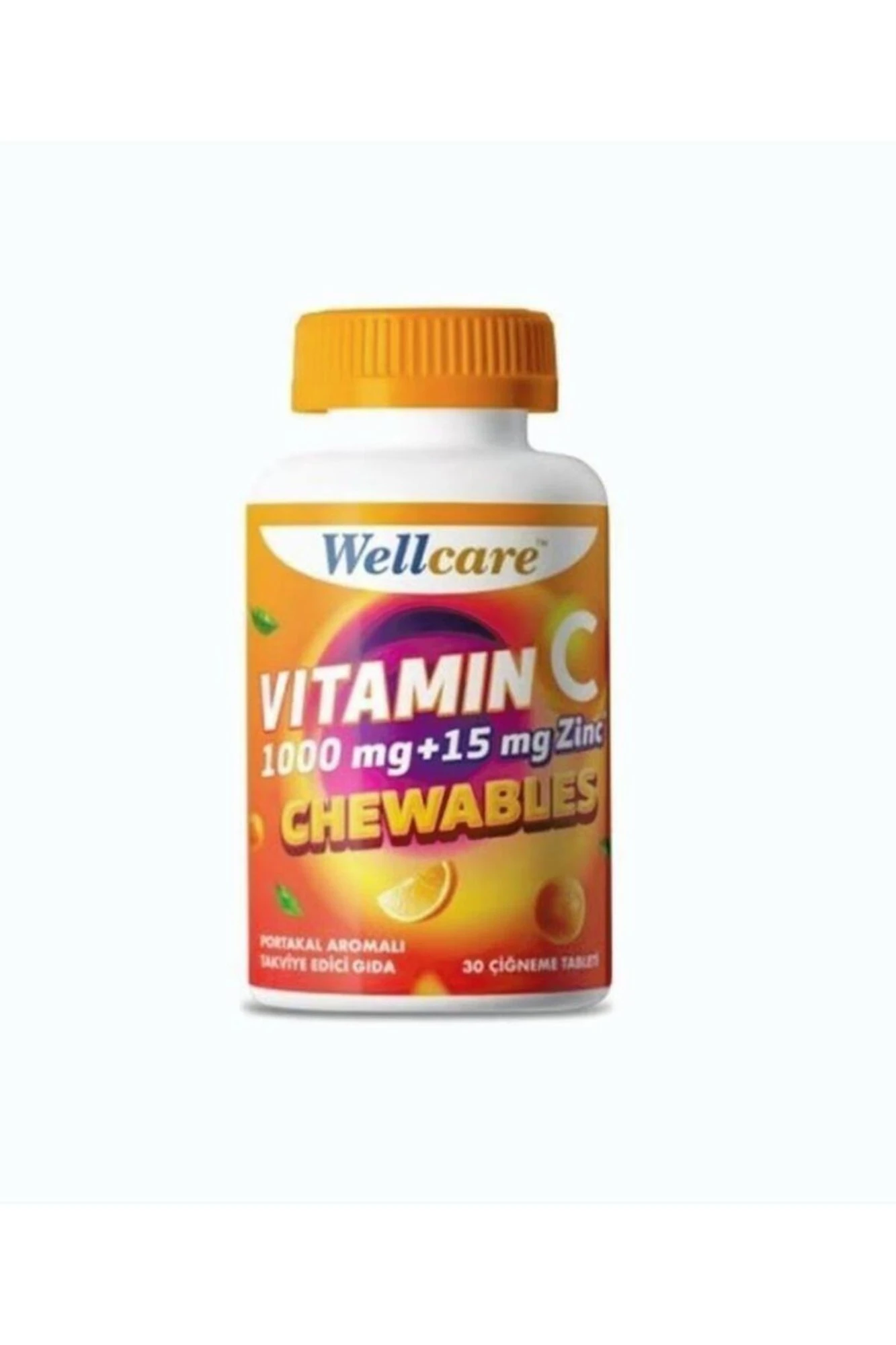 Wellcare Vitamin C 1000 mg + Çinko 15 mg 30 Çiğneme Tableti