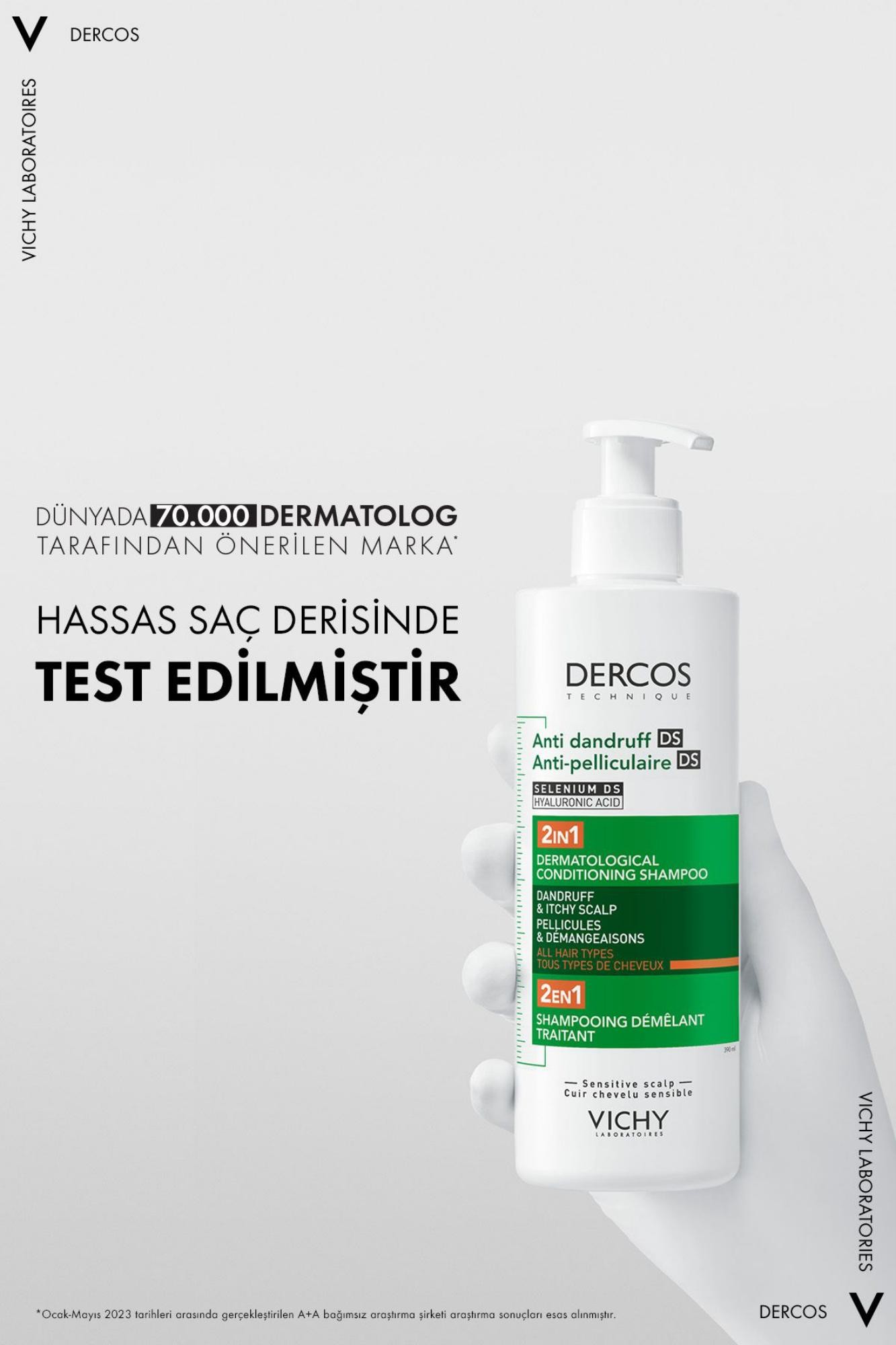 Vichy Dercos 2’si 1 Arada Kepek Karşıtı & Nemlendirici Şampuan 390ml