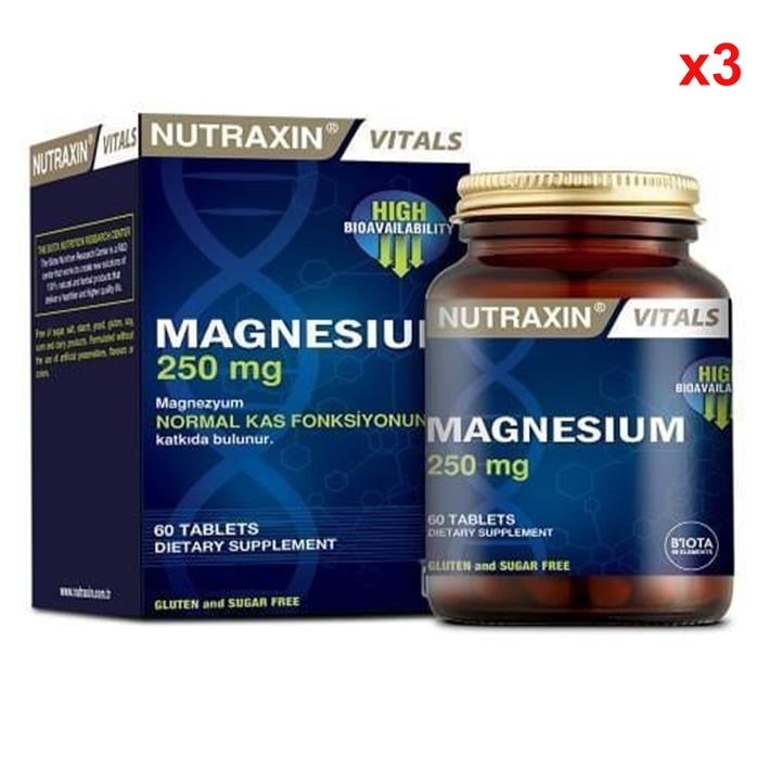 Nutraxin Magnesium 250 Mg 60 Tablet 3 Adet
