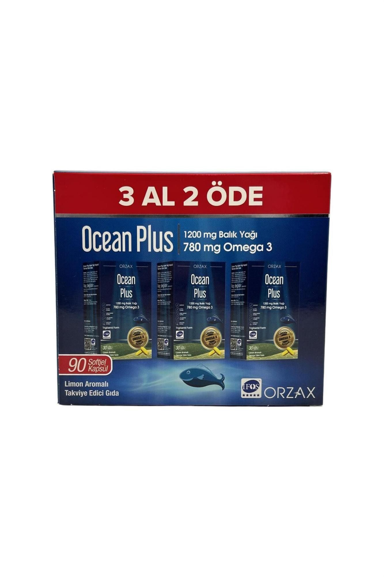 Ocean Plus 3 Al 2 Öde 1200 Mg Balık Yağı 90 Kapsül - Limon Aromalı