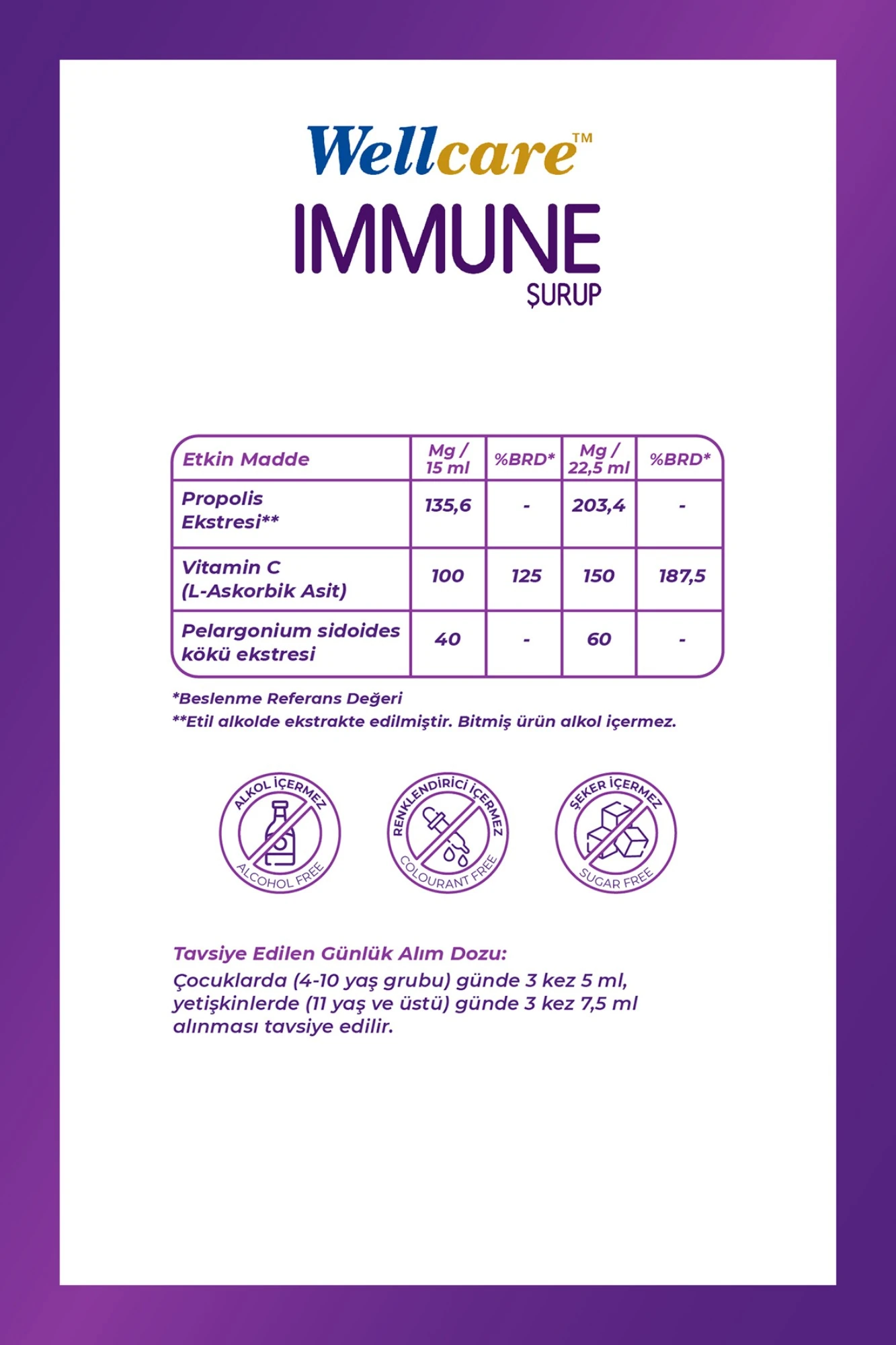 Wellcare Immune Şurup 150 ml