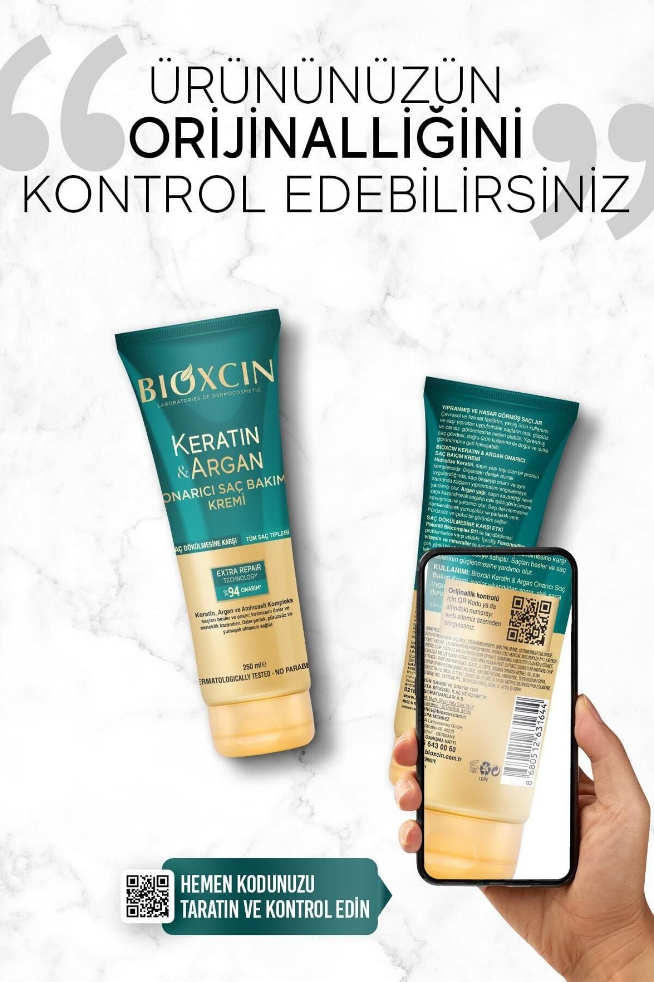 Bioxcin Keratin Argan Onarıcı Saç Bakım Kremi 250 Ml Yıpranmış Ve Hasar Görmüş Saçlar