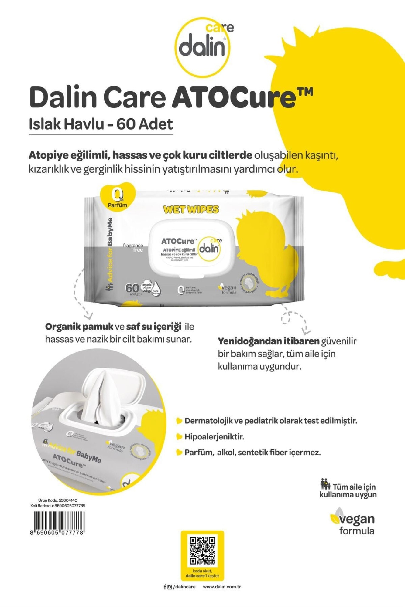 Dalin Atocure Islak Mendil 60'lı