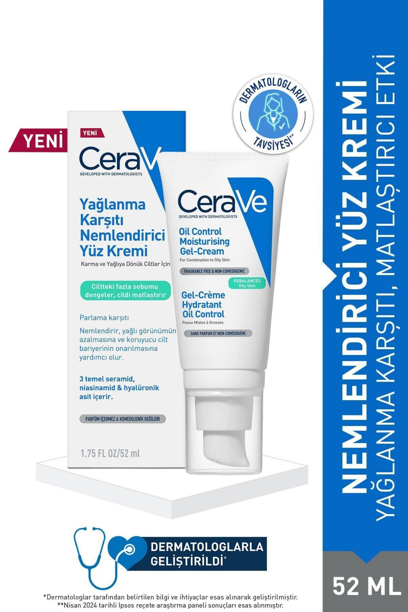 Cerave Yağlanma Karşıtı Nemlendirici Yüz Kremi 52 ml