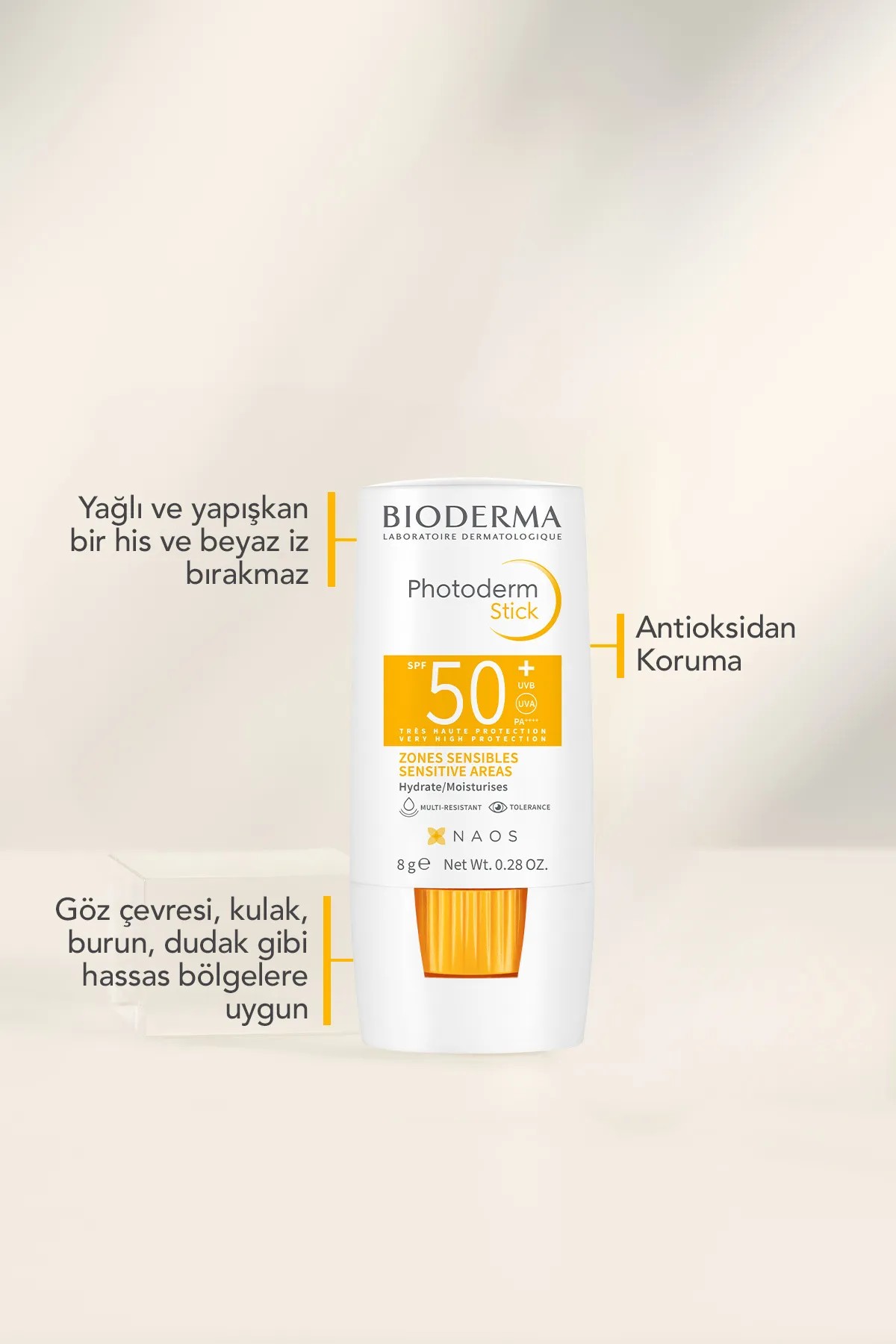 Bioderma Photoderm Stick SPF50+ Göz Çevresi, Dudak, Hassas Bölgeler Yüksek Korumalı Stick Güneş Koruyucu 8 gr