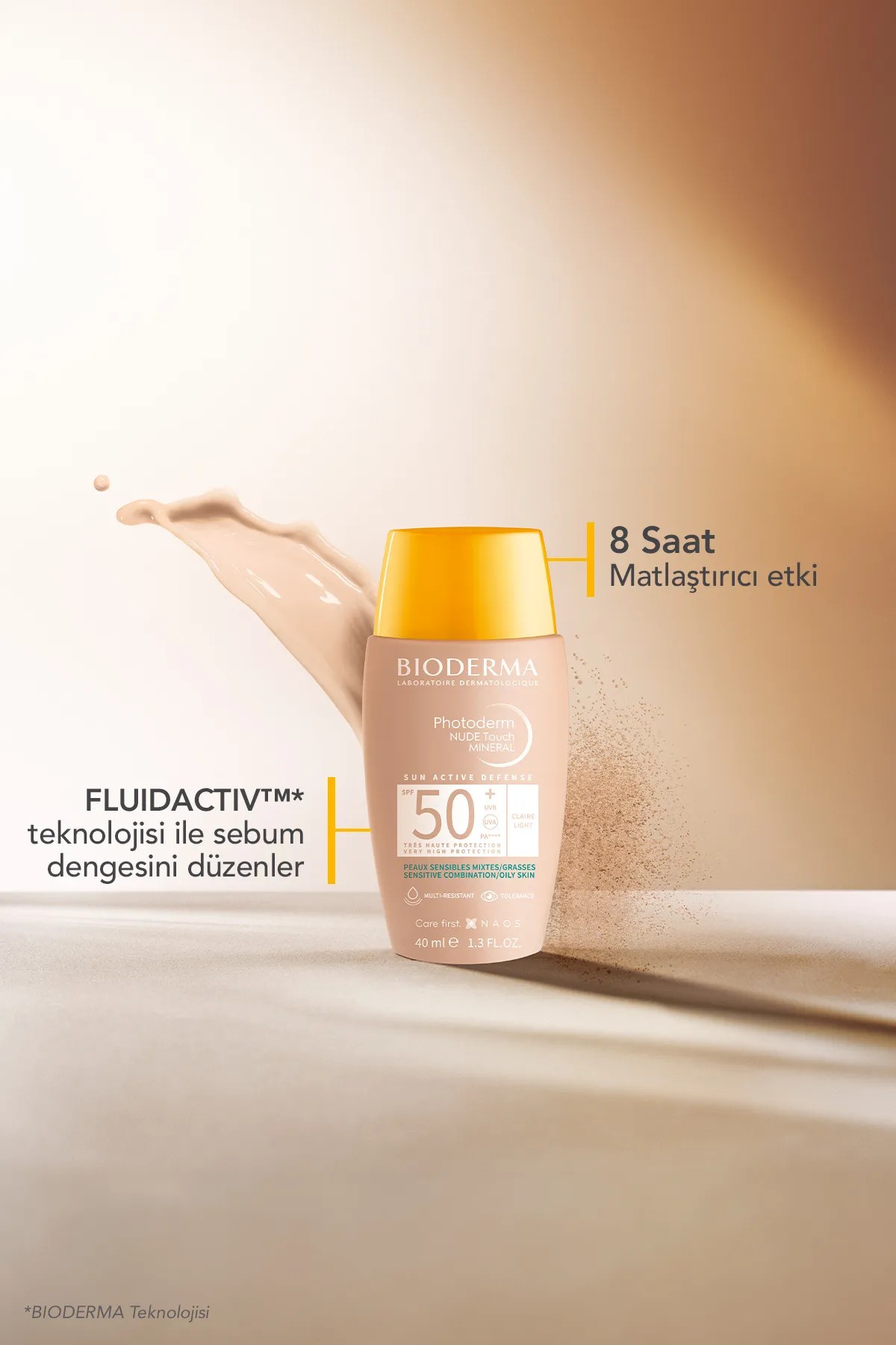 Bioderma Photoderm Nude Touch SPF50+ Light Karma Yağlı Ciltler Kapatıcı Etkili Renkli Güneş Kremi 40 ml