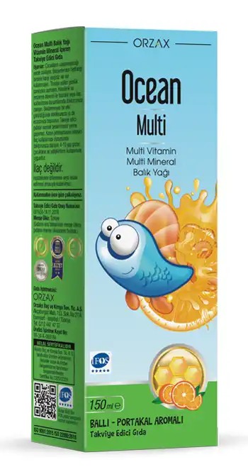 Ocean Multi Şurup Ballı Portakal Aromalı Balık Yağı 150 Ml