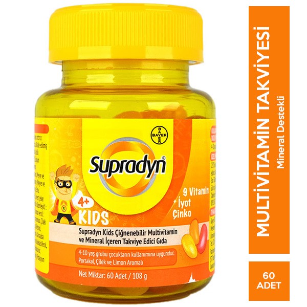 Supradyn Kids 60 Çiğnenebilir Draje | 9 Vitamin, Iyot Ve Çinko Içeren Takviye Edici Gıda