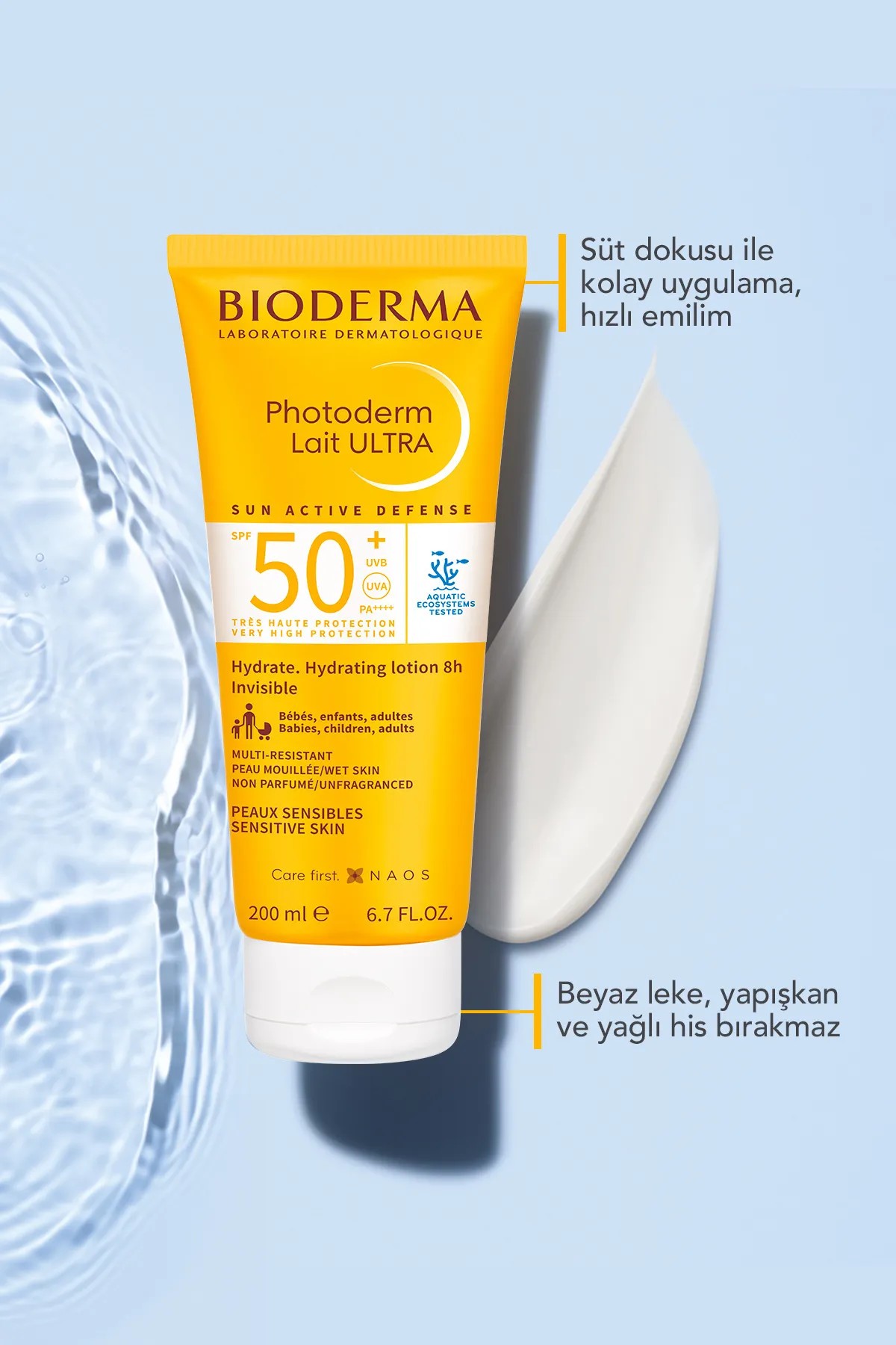 Bioderma Photoderm Lait Ultra SPF50+ Tüm Ciltler için Yüksek Koruma Süt Formda Yüz, Vücut Güneş Kremi 200 ml