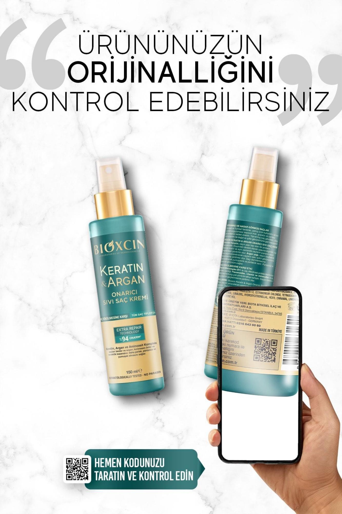 Bioxcin Keratin & Argan Onarıcı Sıvı Saç Bakım Kremi 150 Ml Yıpranmış Ve Hasar Görmüş Saçlar