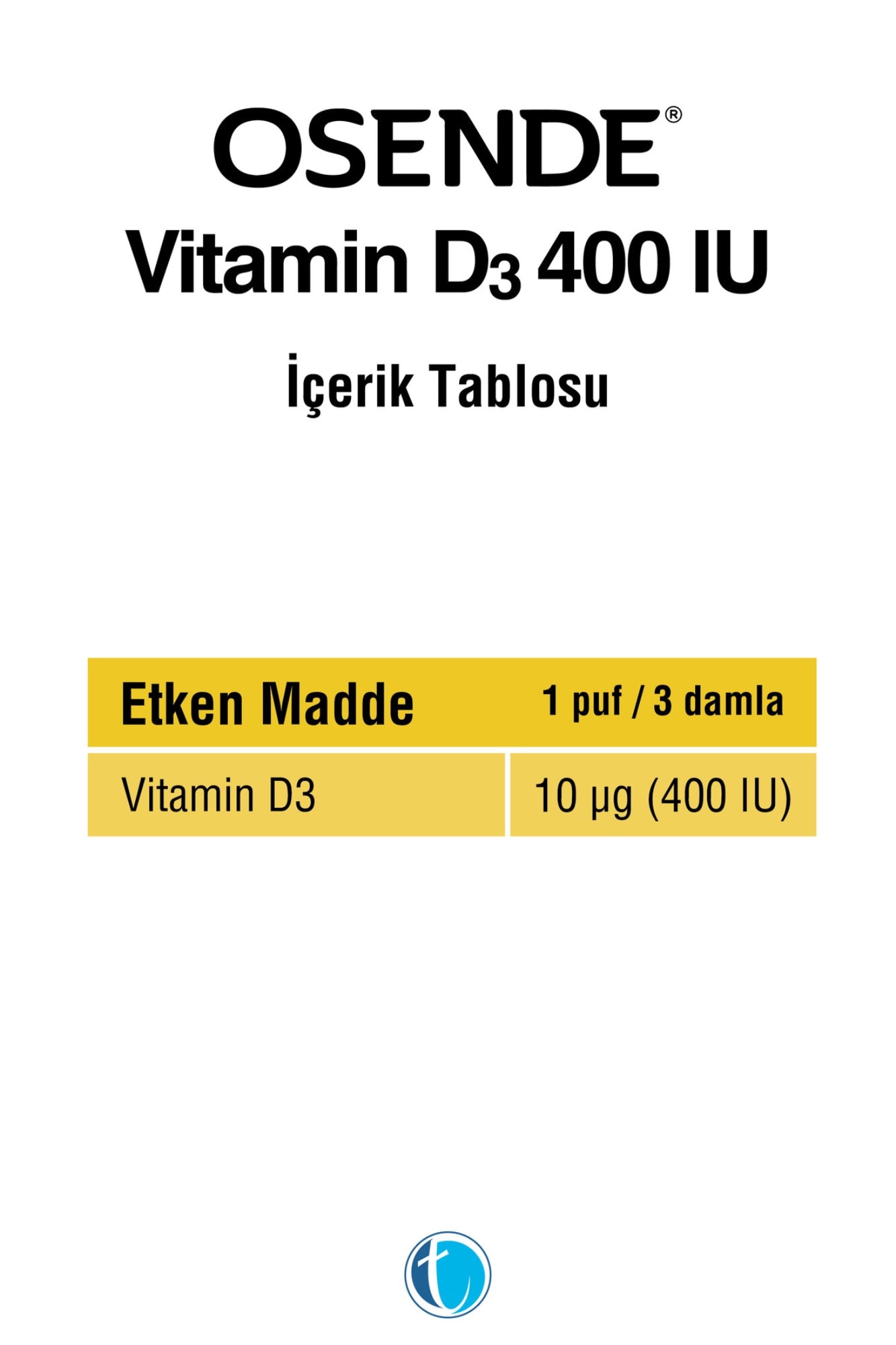 Osende Vitamin D3 400 IU Sprey 20 ml