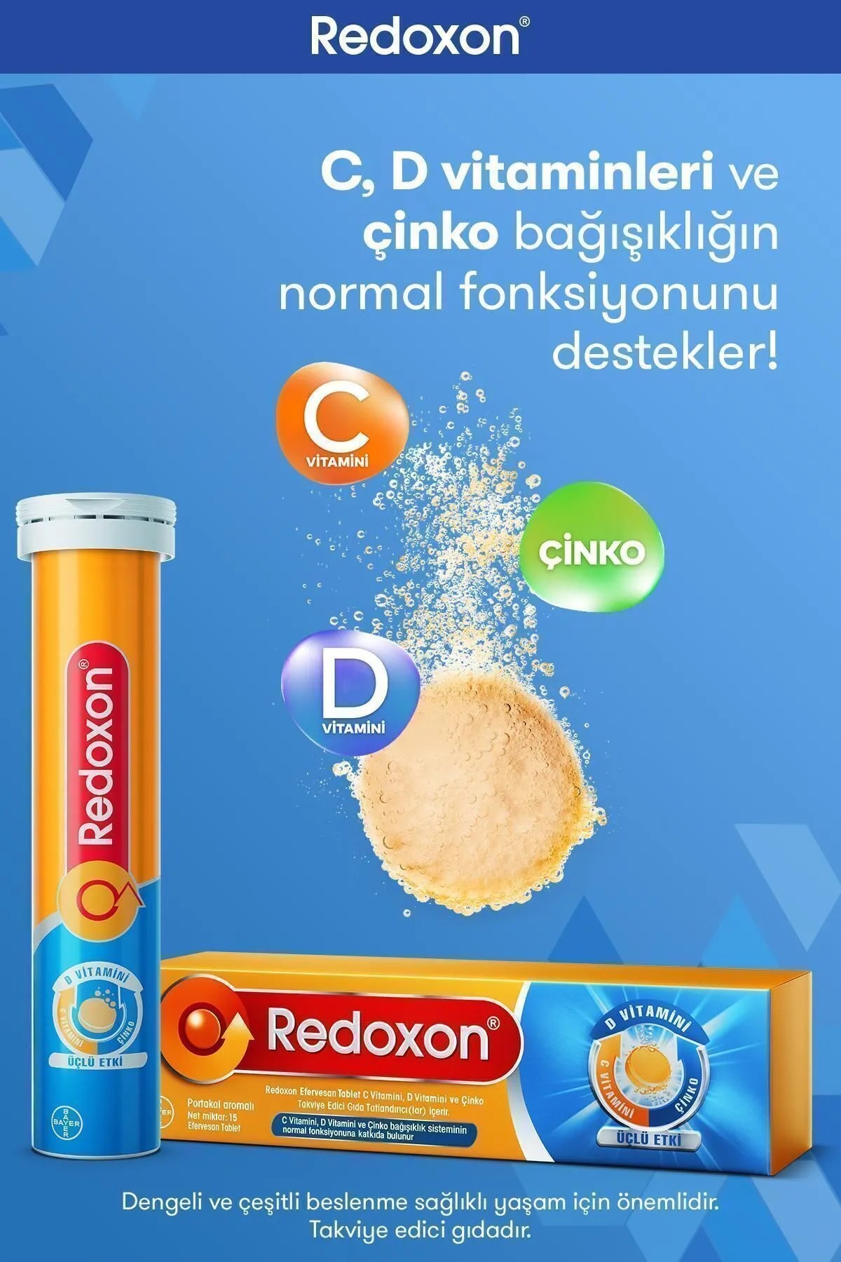 Redoxon Üçlü Etki Efervesan 15 Tablet