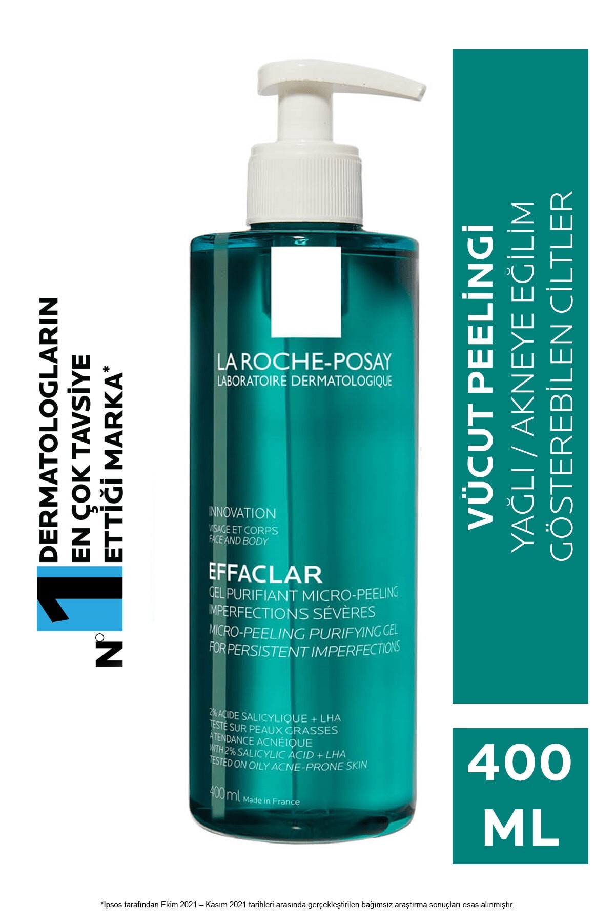 La Roche Posay Effaclar Mikro-peeling Arındırıcı Jel 400 ml- Akneye Eğilim Gösteren Ciltler