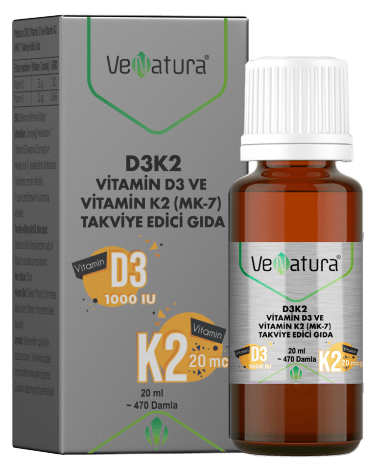 VeNatura Vitamin D3 K2 (MENAKUİNON 7) Damla 20 ml