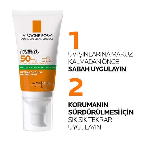 La Roche Posay Anthelios Oil Control Gel Cream Spf50+ Yağlı ve Karma Ciltler İçin Yüz Güneş Kremi 50 ml