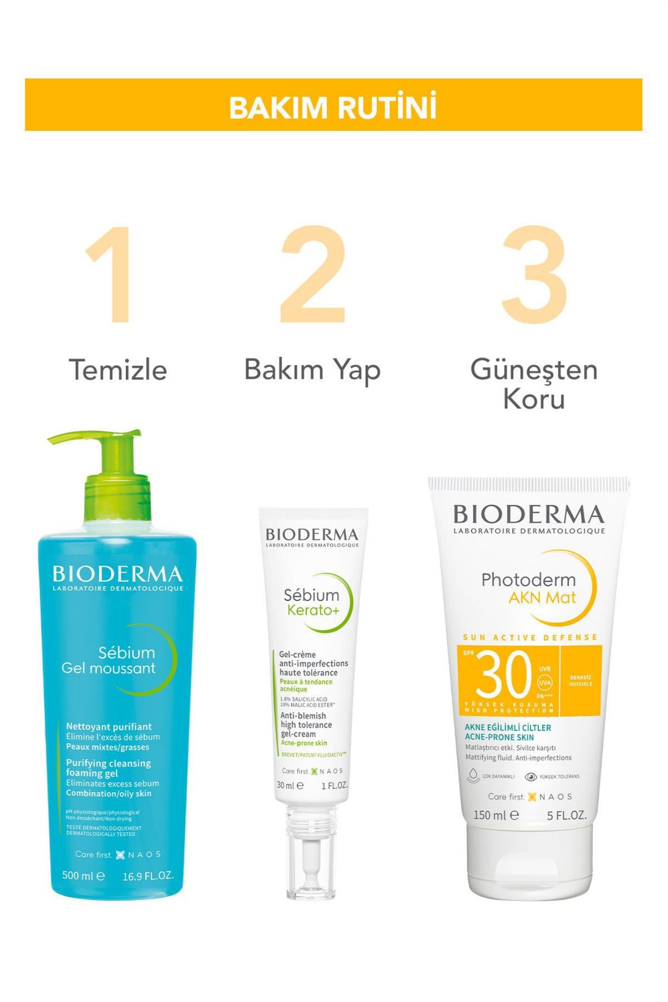 Bioderma Photoderm Akn Mat Karma Ve Yağlı Ciltler Için Matlaştırıcı Etkili Spf30 Güneş Kremi 150 ml