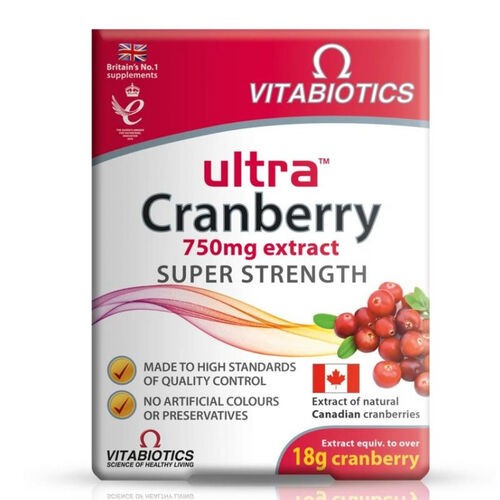 Vitabiotics Ultra Cranberry Büyük Meyveli Vaksiniyum İçeren Takviye Edici Gıda 30 Tablet