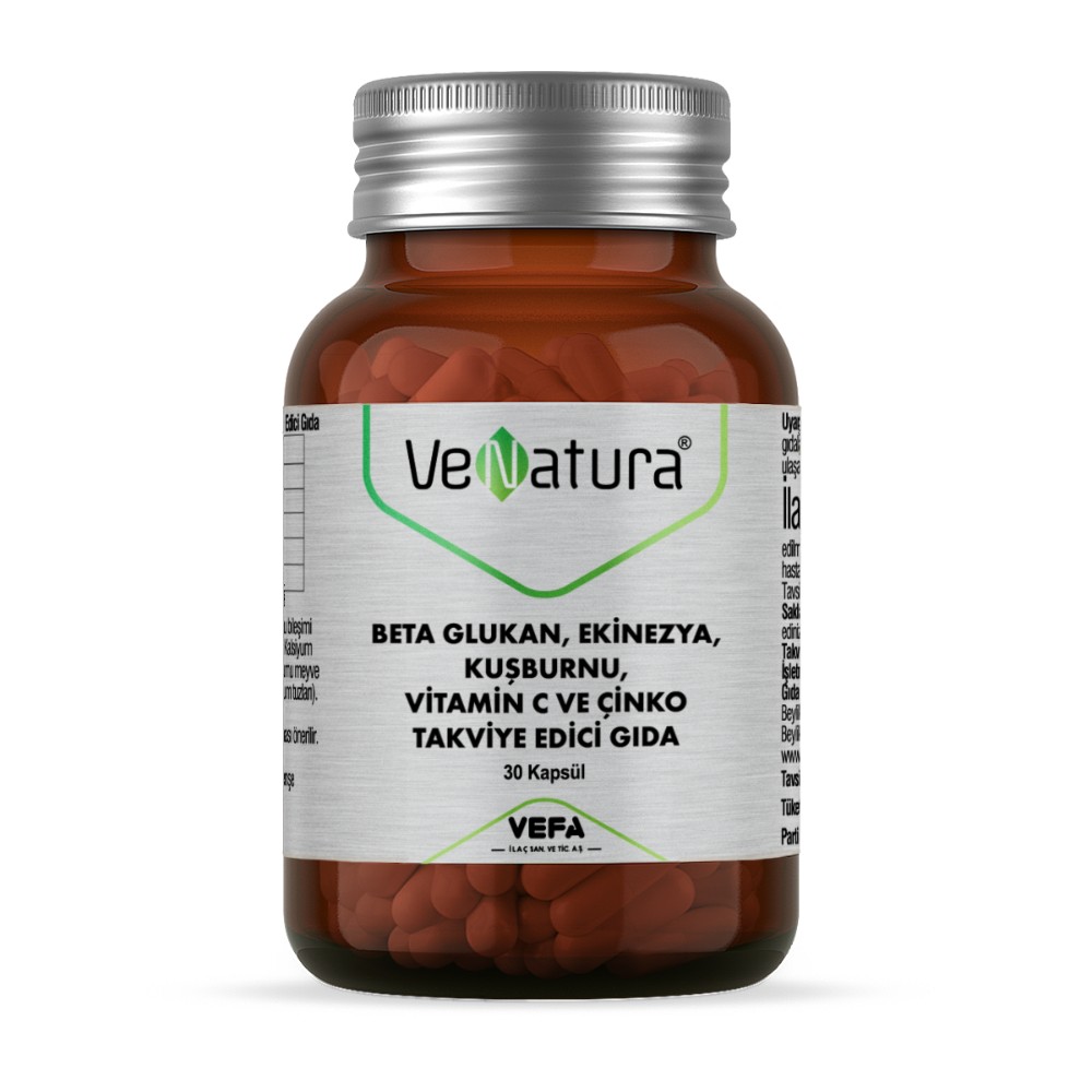 VeNatura Beta Glukan, Ekinezya, Kuşburnu, Vitamin C, Çinko 30 Kapsül