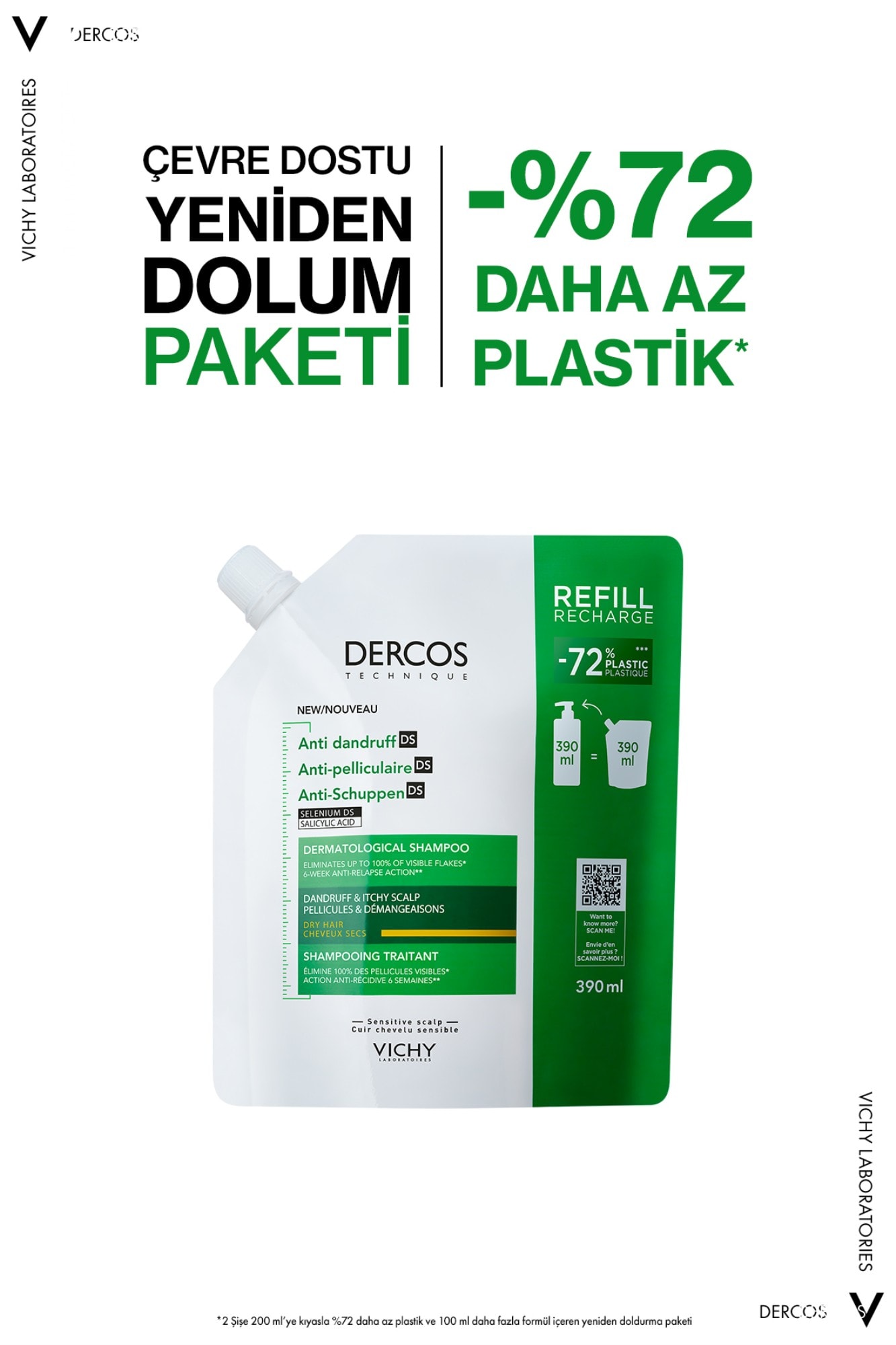 Vichy Dercos Anti Dandruff Kuru Saçlar İçin Kepek Karşıtı Şampuan Refill 390 ml