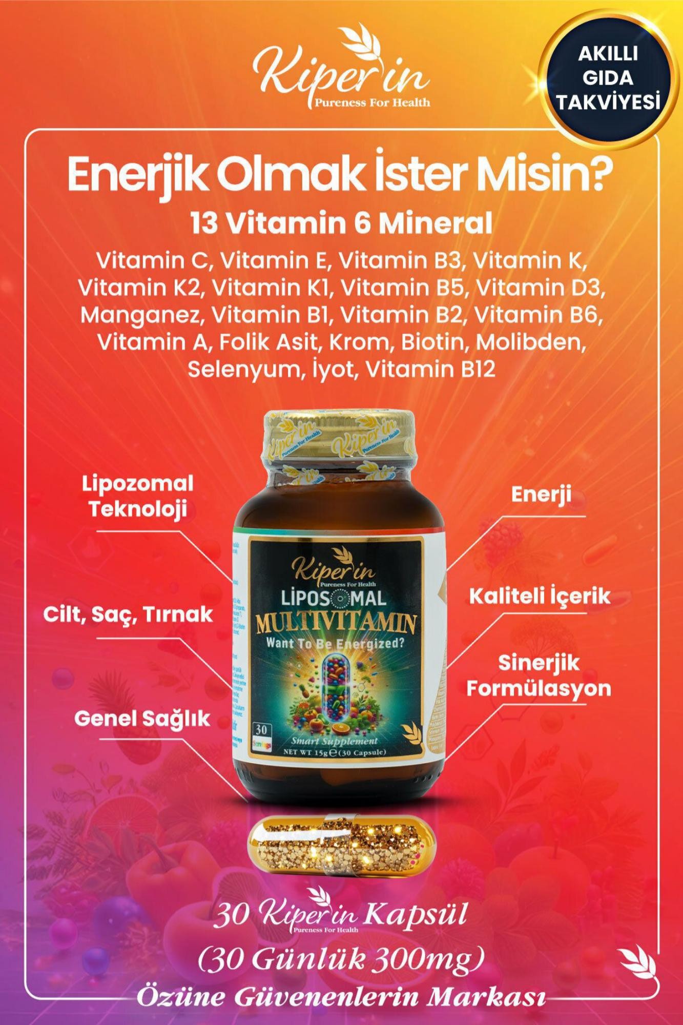 Kiperin Multivitamin Lipozomal 30 Kapsül