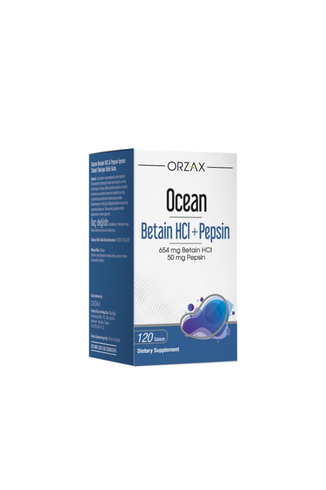 Ocean Betain HCI+ Pepsin Takviye Edici Gıda 120 Tablet