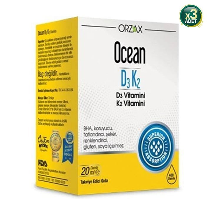 Ocean D3k2 Damla 20 ml 3 Adet