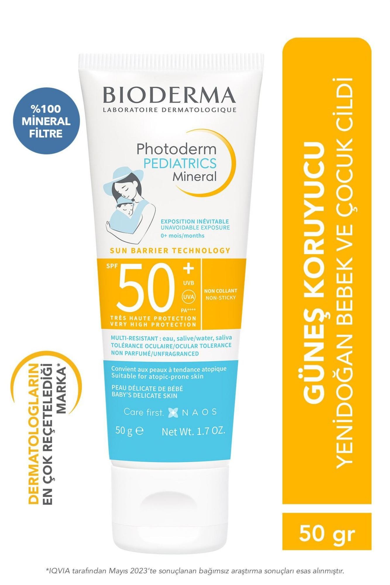 Bioderma Photoderm Pediatrics Mineral SPF50+ Yenidoğan Bebek, Çocuk Güneş Kremi Çok Yüksek Koruma 50 gr