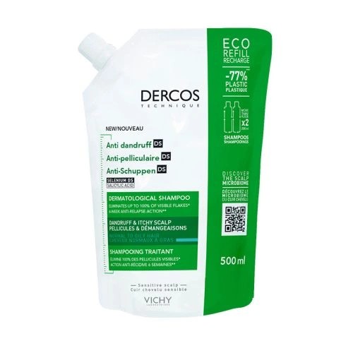 Vichy Dercos Anti-dandruff Kepek Karşıtı Şampuan, Normal & Yağlı Saçlar, Yeniden Dolum Paketi 500 Ml