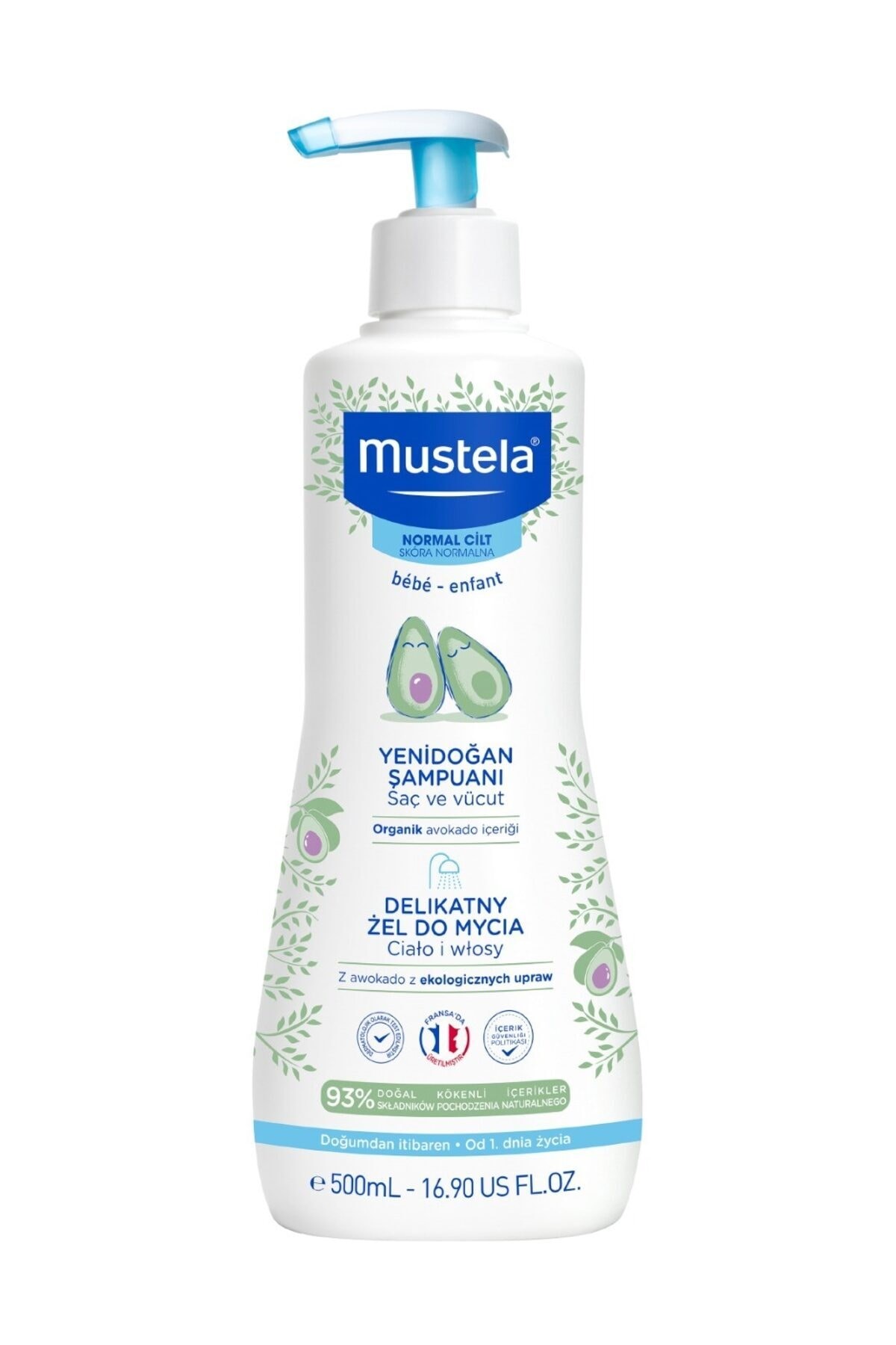 Mustela Gentle Cleansing (Dermo Cleansing) Yenidoğan Saç Vücut Şampuanı 500 ml