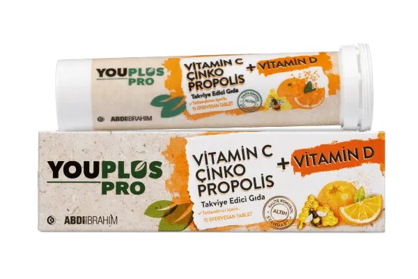 Youplus Pro Vitamin C D Çinko Propolis 15 Efervesan Tablet