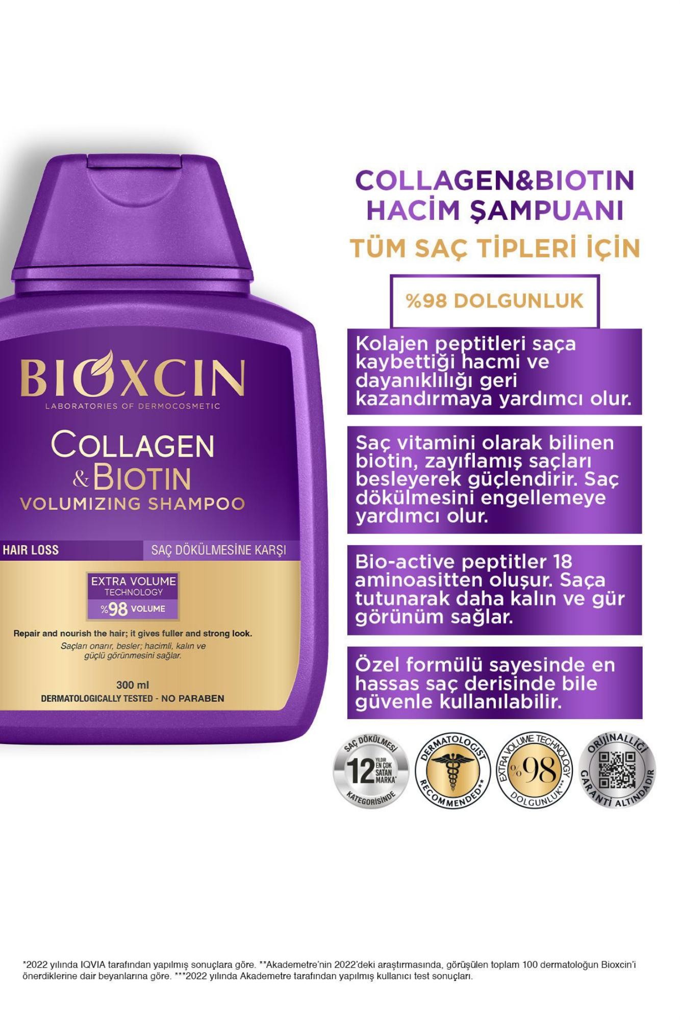 Bioxcin Collagen & Biotin Ekstra Hacim & Dolgunlaştırıcı Şampuan 300 Ml - 2 Li Avantaj Seti