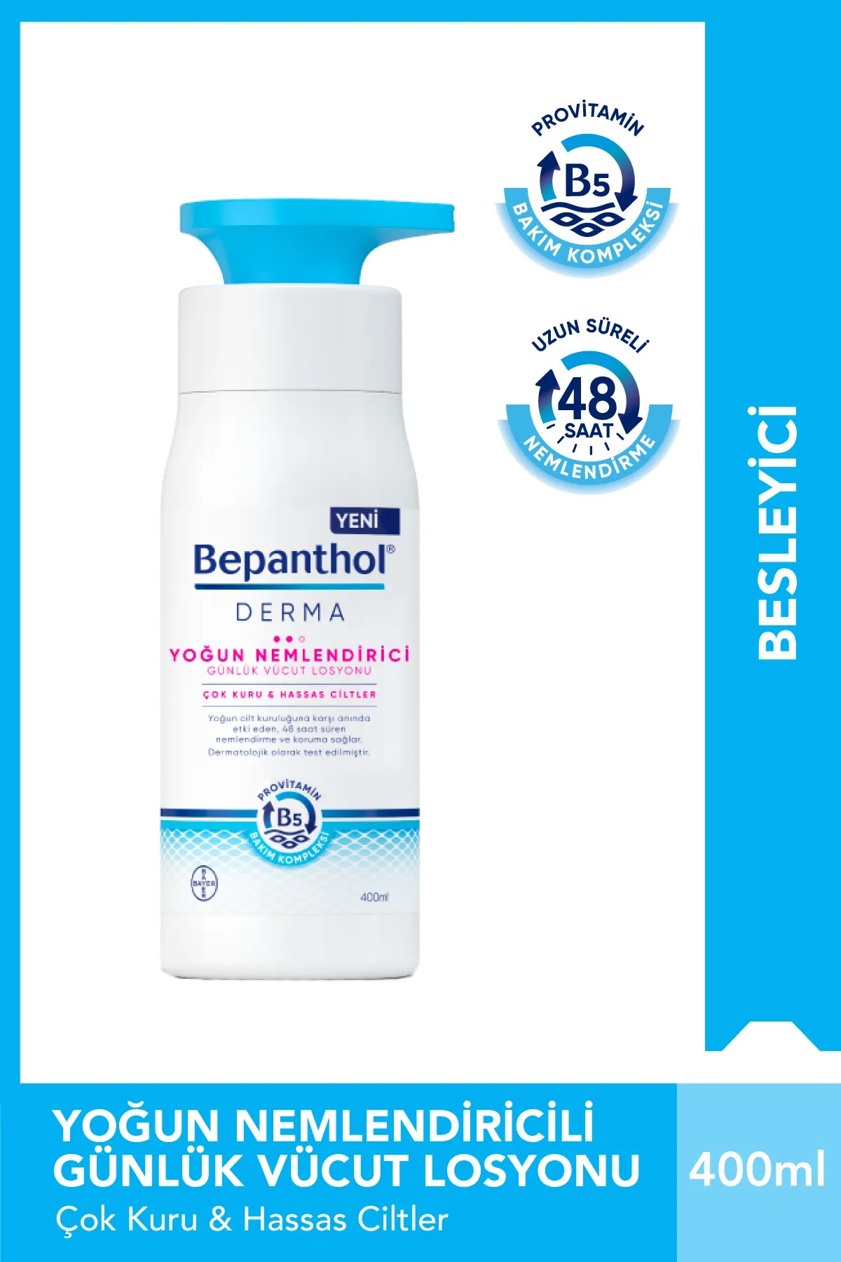 Bepanthol Derma Yoğun Nemlendirici Günlük Vücut Losyonu 400 ml Çok Kuru ve Hassas Ciltler