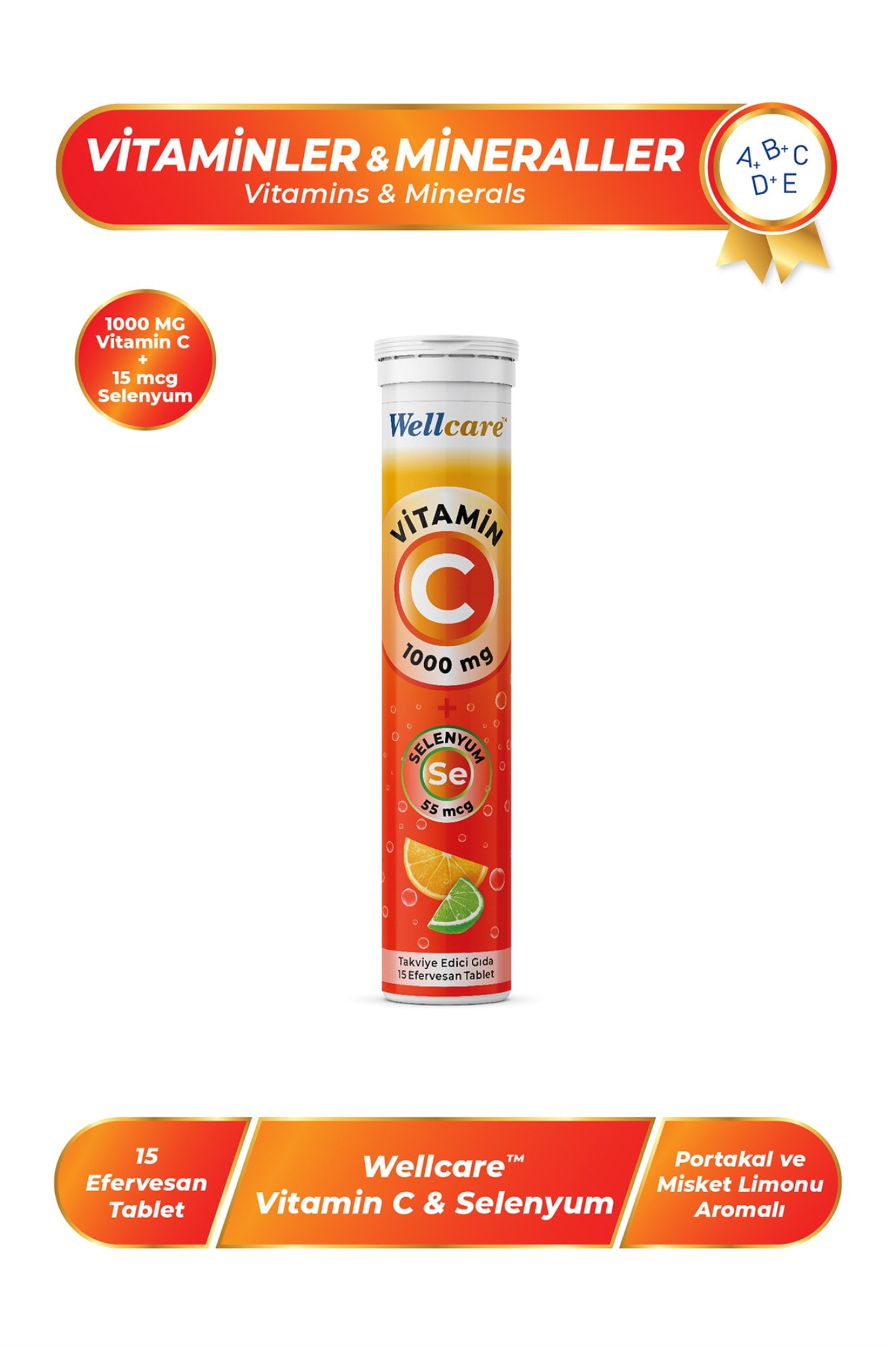 Wellcare Vitamin C 1000 mg + Selenyum 15 Efervesan Tablet