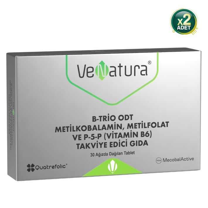 Venatura B-Trio ODT Metilkobalamin Metil Folat ve Vitamin B6 30 Tablet 2 Adet