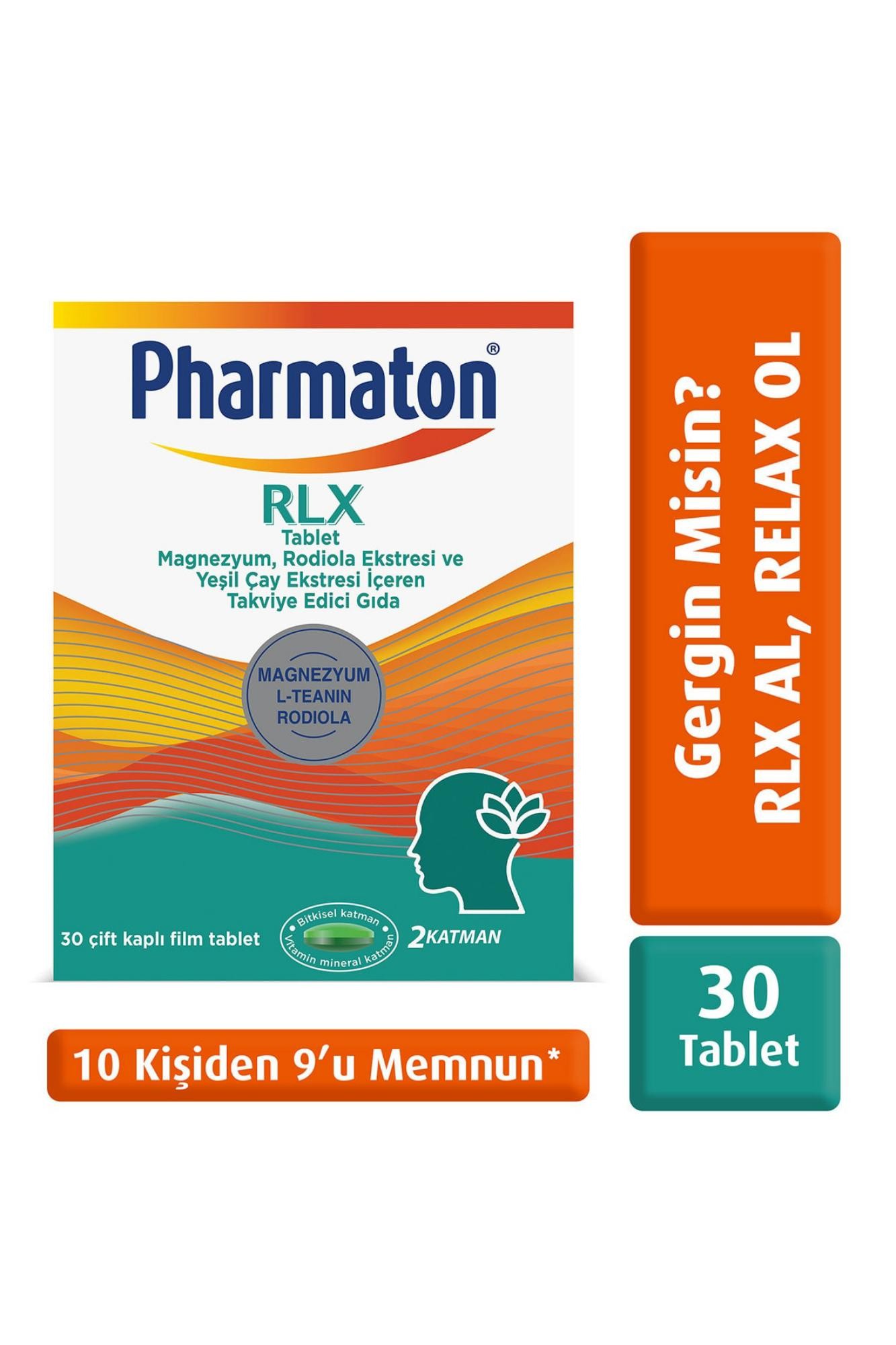 Pharmaton RLX Tablet Magnezyum, Rodiola Ekstresi ve Yeşil Çay Ekstresi İçeren Takviye Edici Gıda 30 Tablet