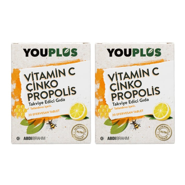 Youplus Vitamin C, Çinko & Propolis 20 Efervesan Tablet 2 Adet