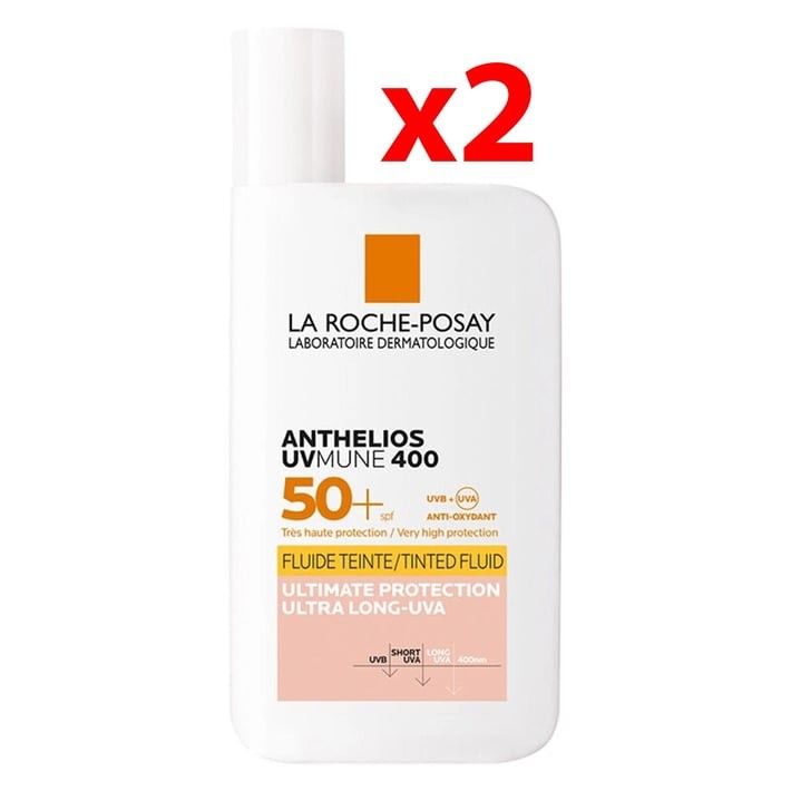 La Roche Posay Anthelios Uvmune Fluid SPF+50 Tüm Ciltler İçin Yüksek Korumalı Renkli Yüz Güneş Kremi 2 Adet