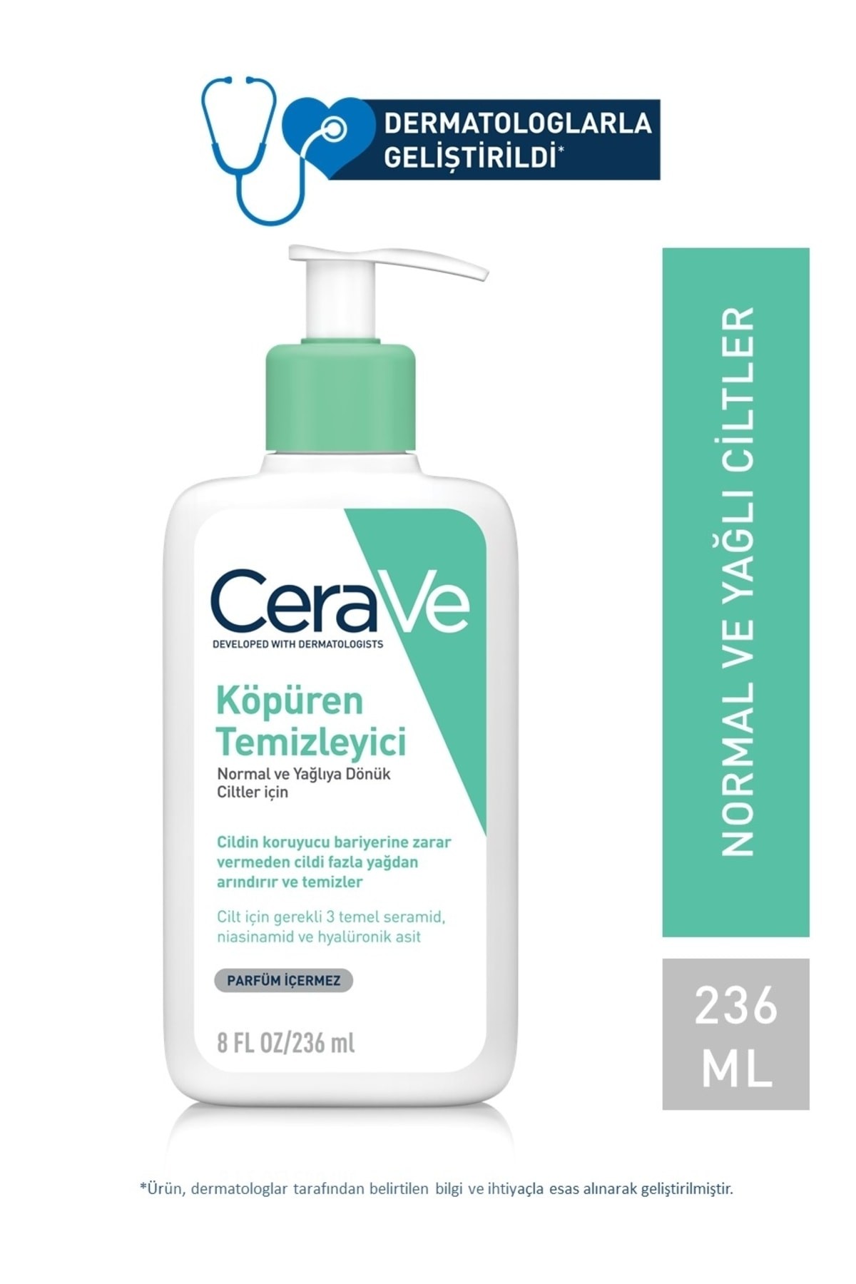 CeraVe Köpüren Temizleyici Seramid İçerikli Normal & Yağlı Ciltler Yüz Vücut 236ml