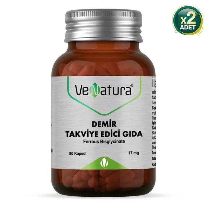 Venatura Demir Takviye Edici Gıda 17 mg 90 Kapsül 2 Adet