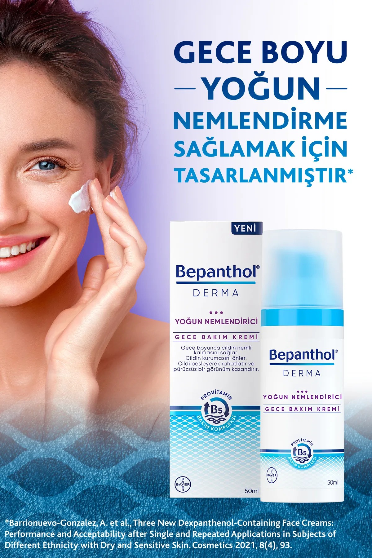 Bepanthol Derma Yoğun Nemlendirici Gece Bakım Kremi 50 ml Provitamin B5 Bakım Kompleksi